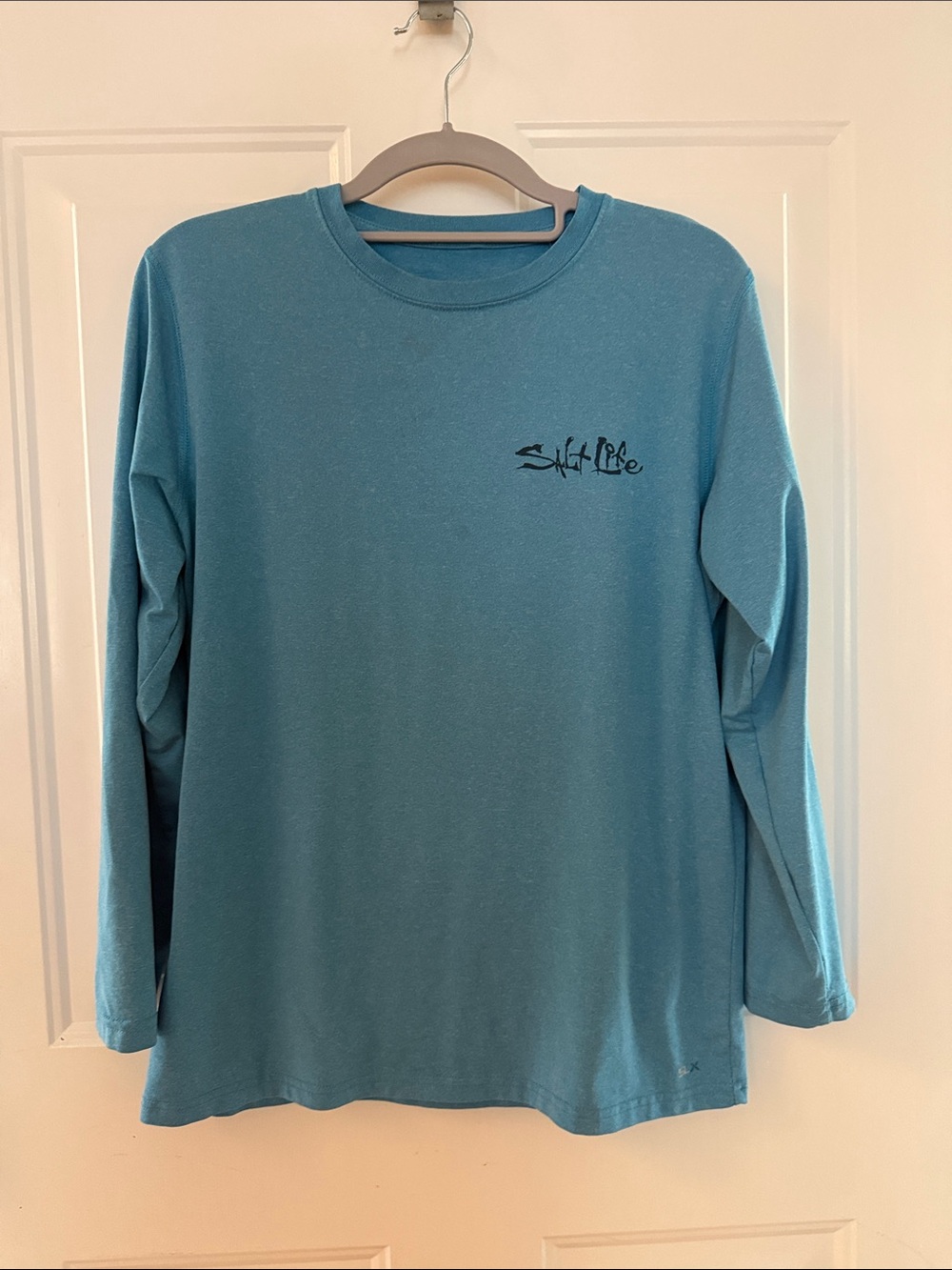 Salt Life youth XL Teal-Blue Long Sleeve Crew Shirt- moisture wicking